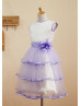 Lavender Satin Cupcake Tulle Knee Length Flower Girl Dress 